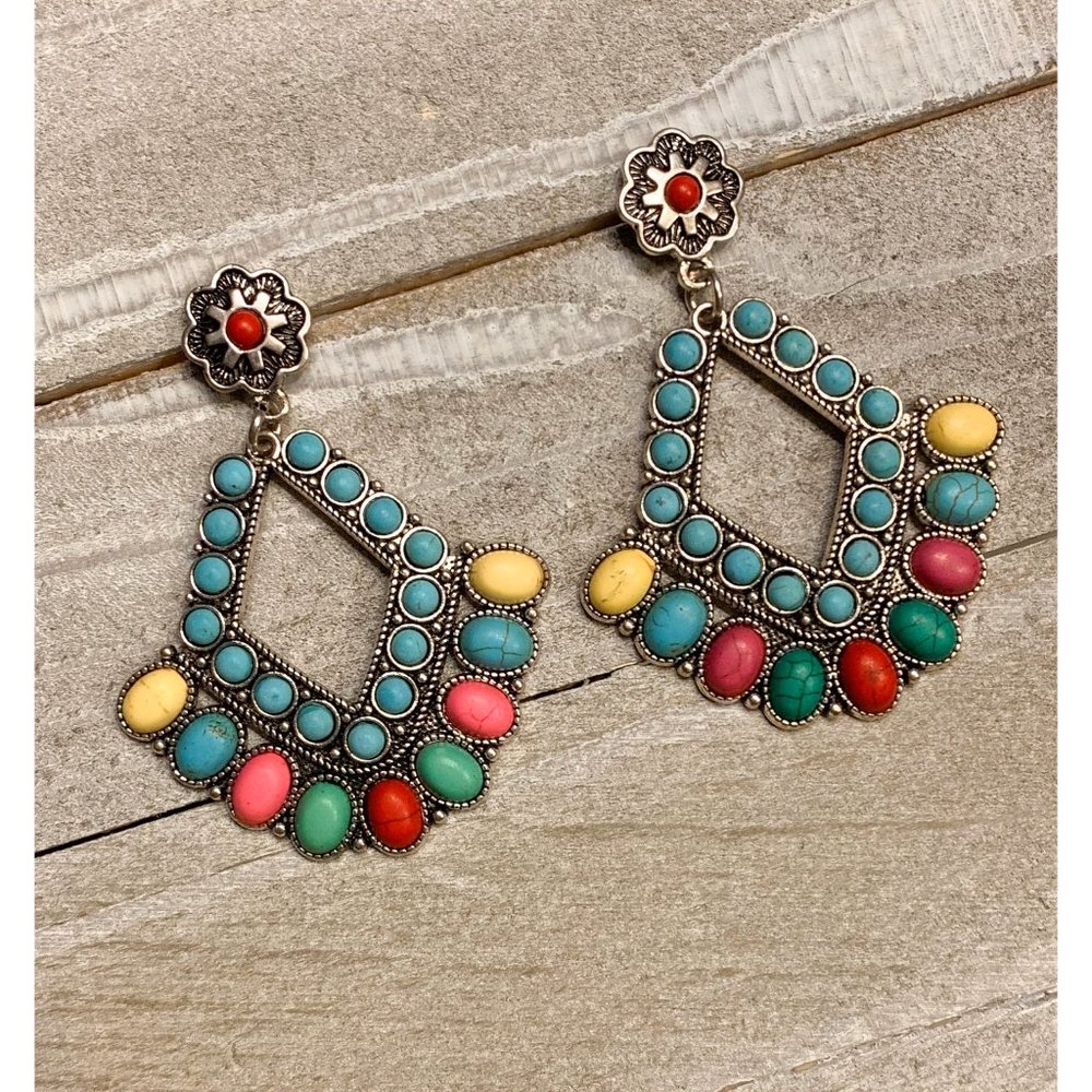 Turquoise Diamond Squash Earrings